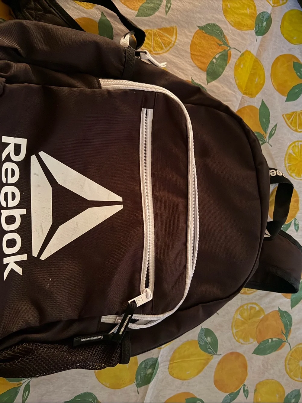 Reebok Black Backpack with White Logo and Trim